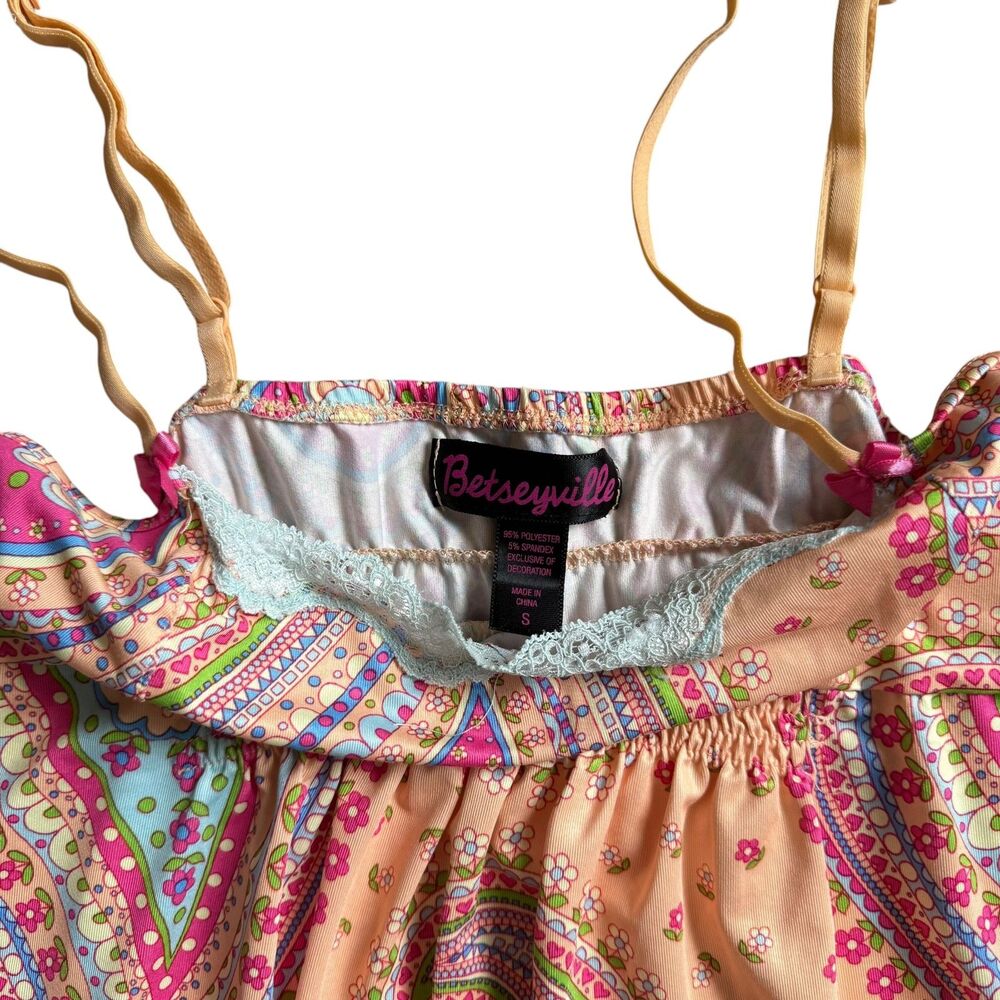 Betseyville Betsey Johnson Girls Nightgown Size S EUC Paisley Y2K - Picture 3 of 4